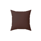Saddle brown faux suede throw pillow, side view.