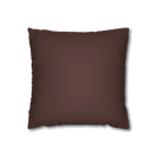 Saddle Brown faux suede pillow case, back view.