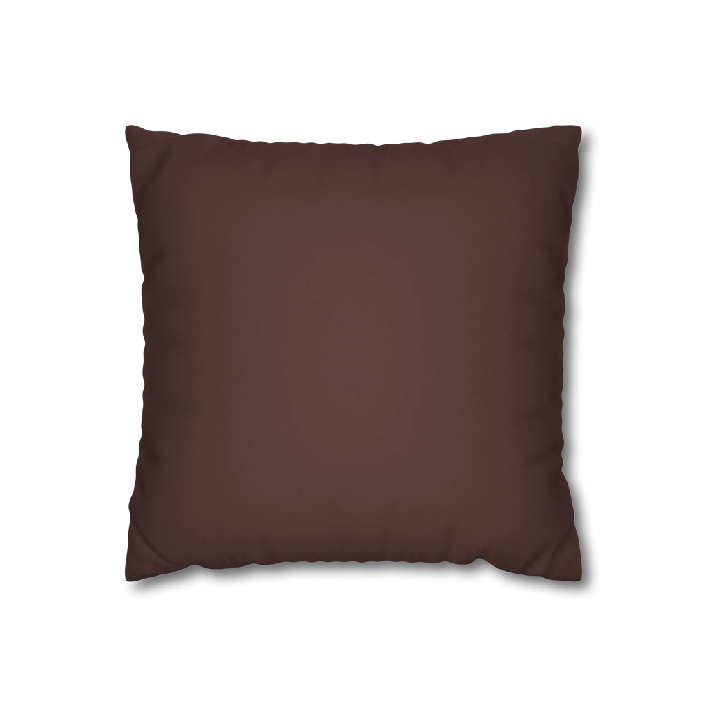 Saddle Brown faux suede pillow case, front view.