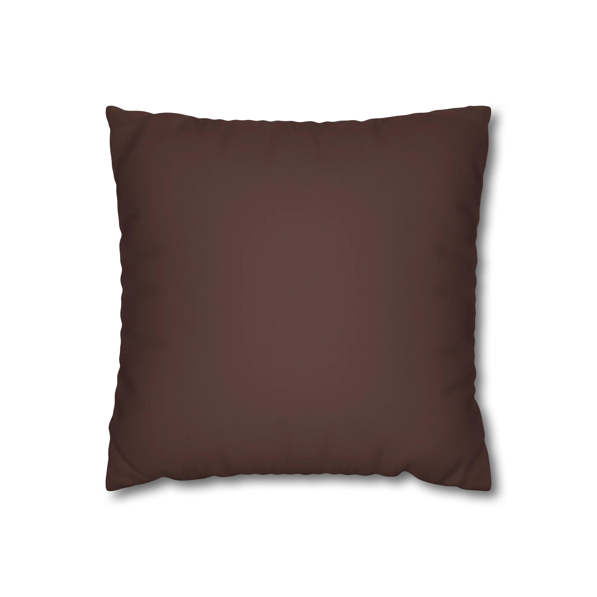 Saddle Brown faux suede pillow case, front view.