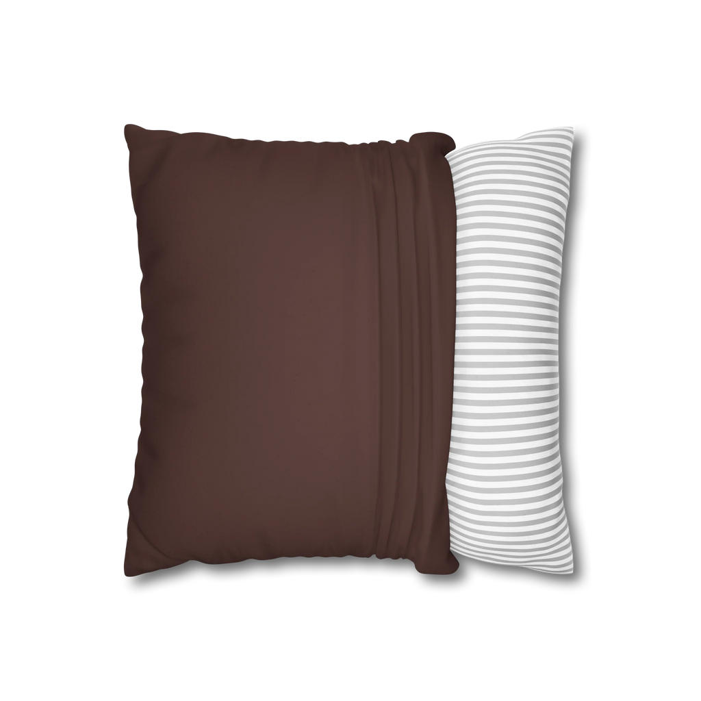 Saddle Brown faux suede pillow case, open view.