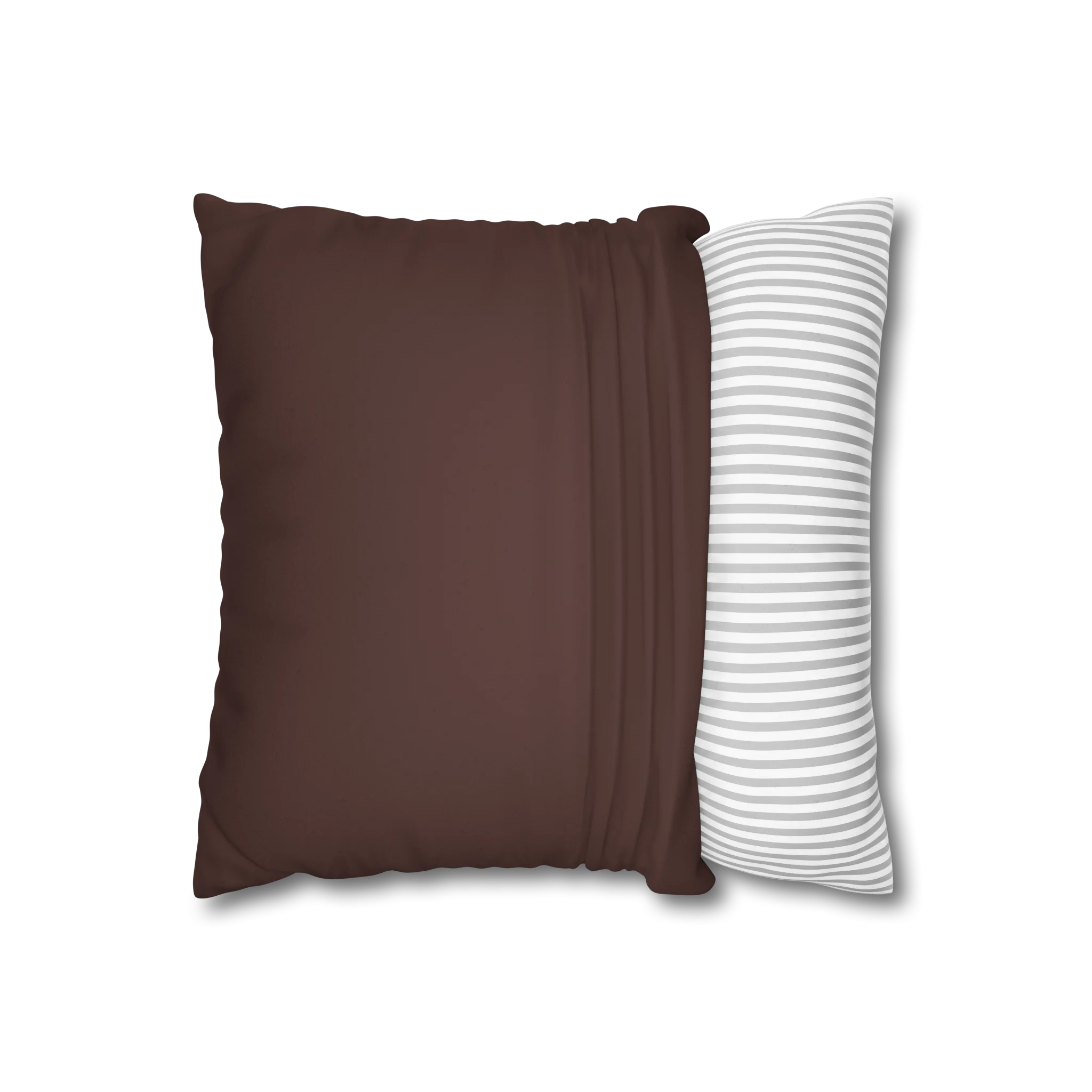 Saddle Brown faux suede pillow case, open view.