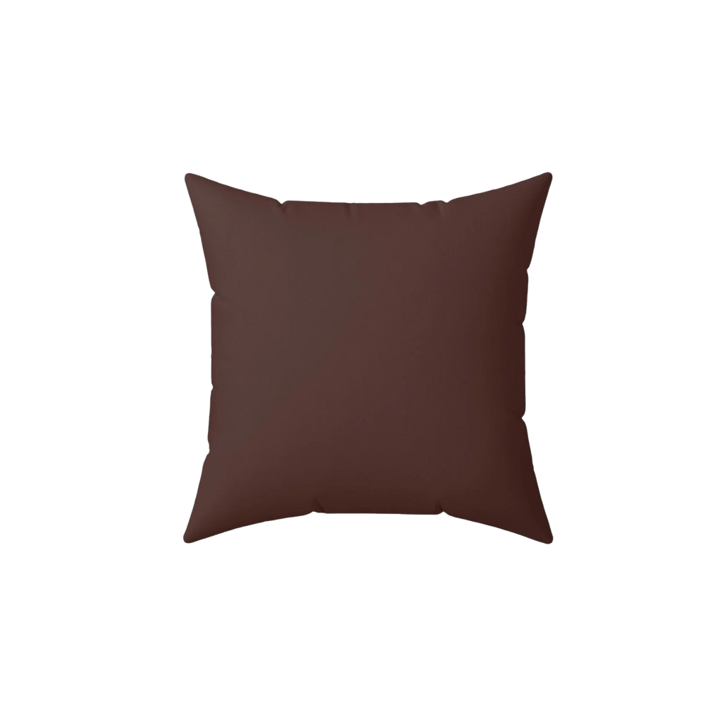 Saddle brown faux suede throw pillow, front view.