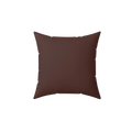 Saddle brown faux suede throw pillow, front view.