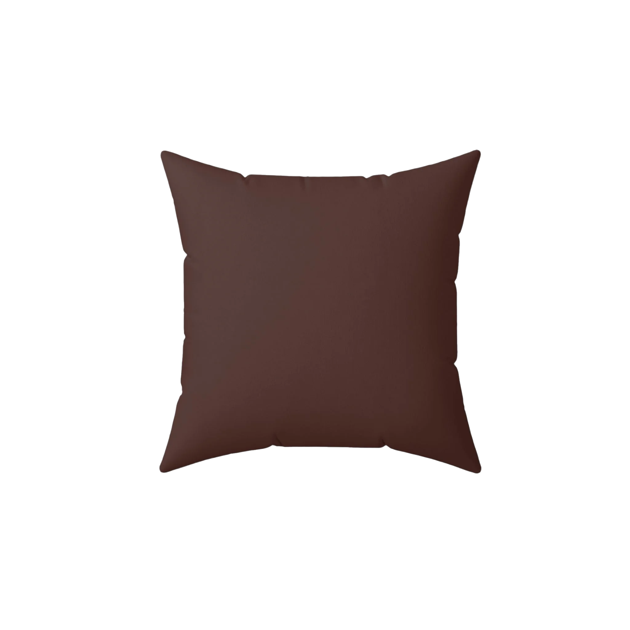 Saddle brown faux suede throw pillow, front view.