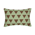 Sage chocolate triangle pattern lumbar pillow, front view.