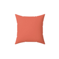 Salmon red faux suede throw pillow, front view.