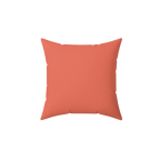 Salmon red faux suede throw pillow, front view.