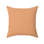Sandy peach faux suede pillow, back view.