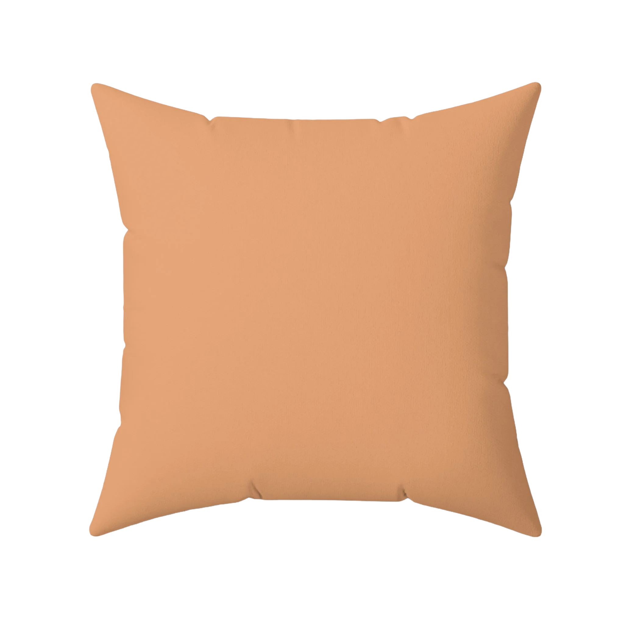 Sandy peach faux suede pillow, back view.