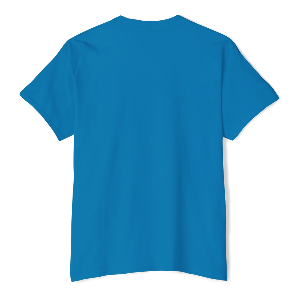 The plain back of a FREEBRD sapphire classic cotton pocket t-shirt.