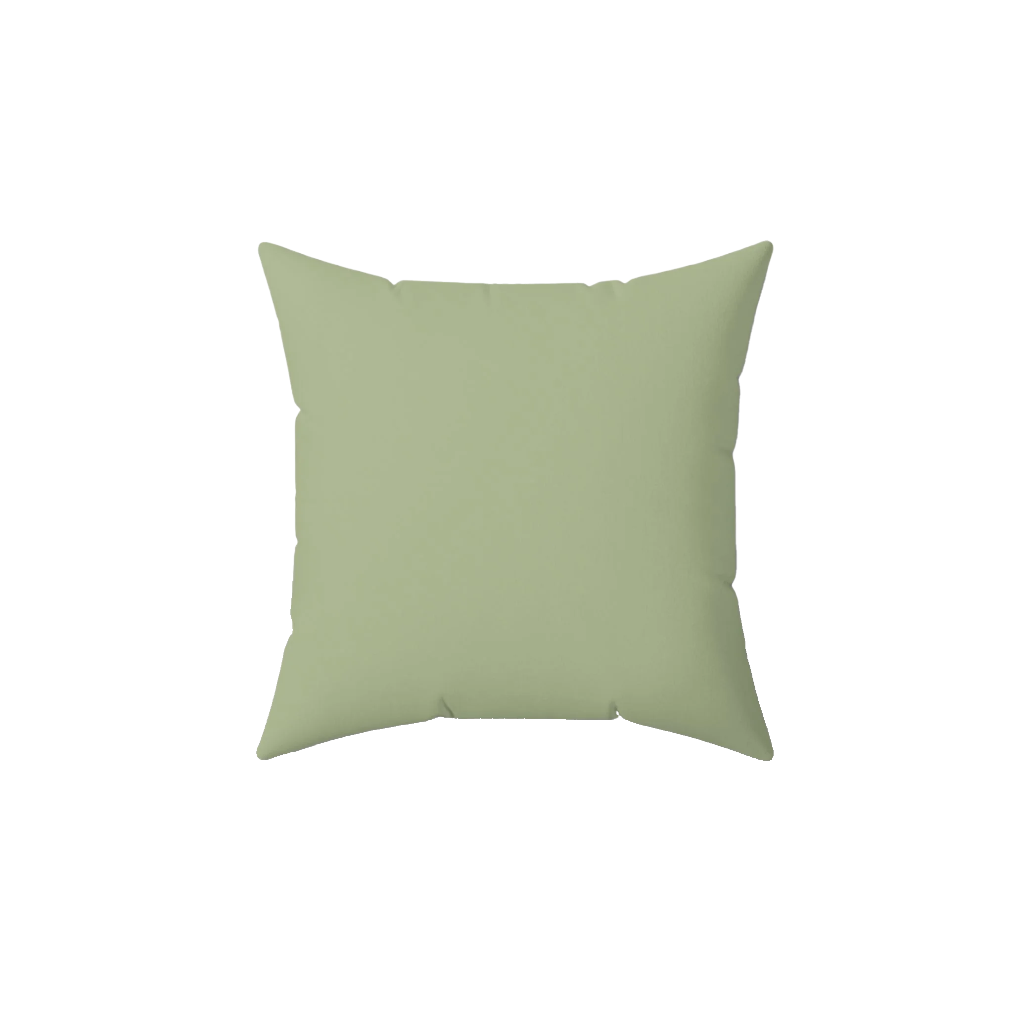 Schist green faux suede throw pillow, back view.