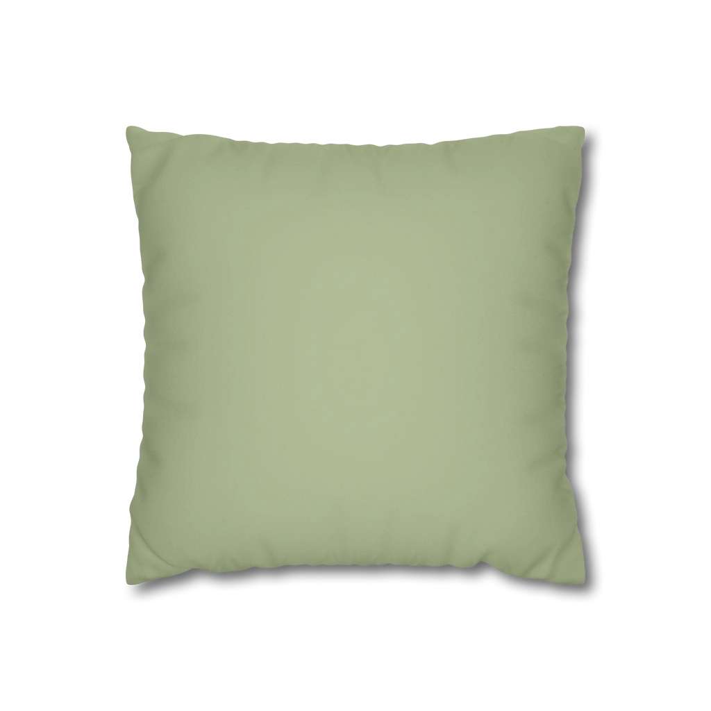Schist Green faux suede pillowcase, front view.