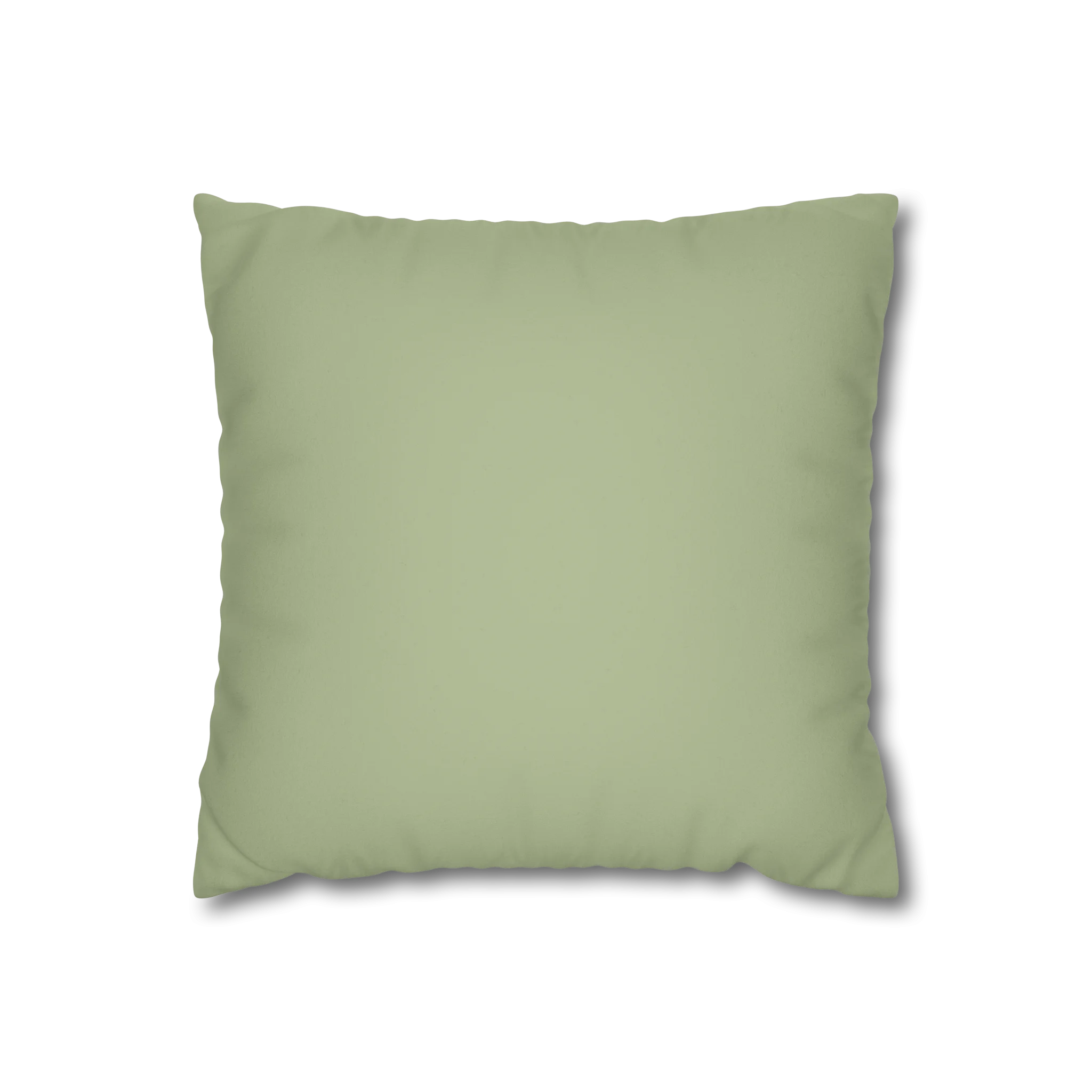 Schist Green faux suede pillowcase, front view.