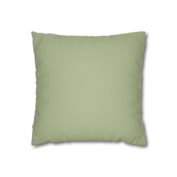 Schist Green faux suede pillowcase, front view.