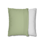 Schist Green faux suede pillowcase, open view.