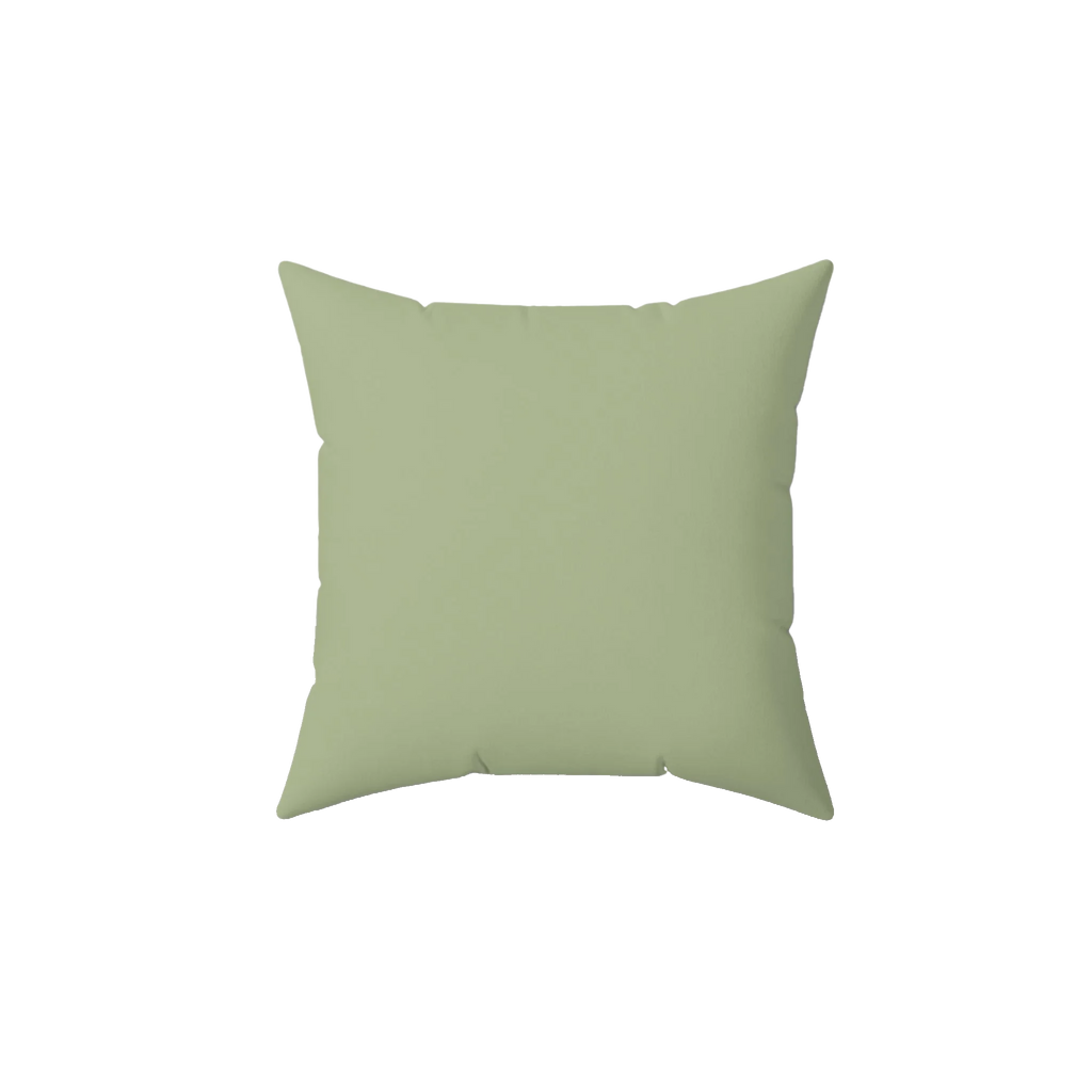 Schist green faux suede throw pillow, front view.