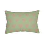 Schist Green triangle lumbar pillow, front view.