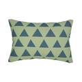 Schist green teal geometric triangle lumbar pillow, front view.