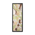 Front view of the "Slim Sage" Tall Framed Canvas Art by FREEBRD on a vertical canvas with a 1.25" thickness, showcasing abstract brushstroke textures in sage green, warm taupe, and muted brown, framed in a certified black wood frame.
