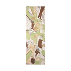 Slim Sage abstract vertical canvas art, sage green espresso and tan geometric palette knife scrapes, unframed stretched canvas, front view.