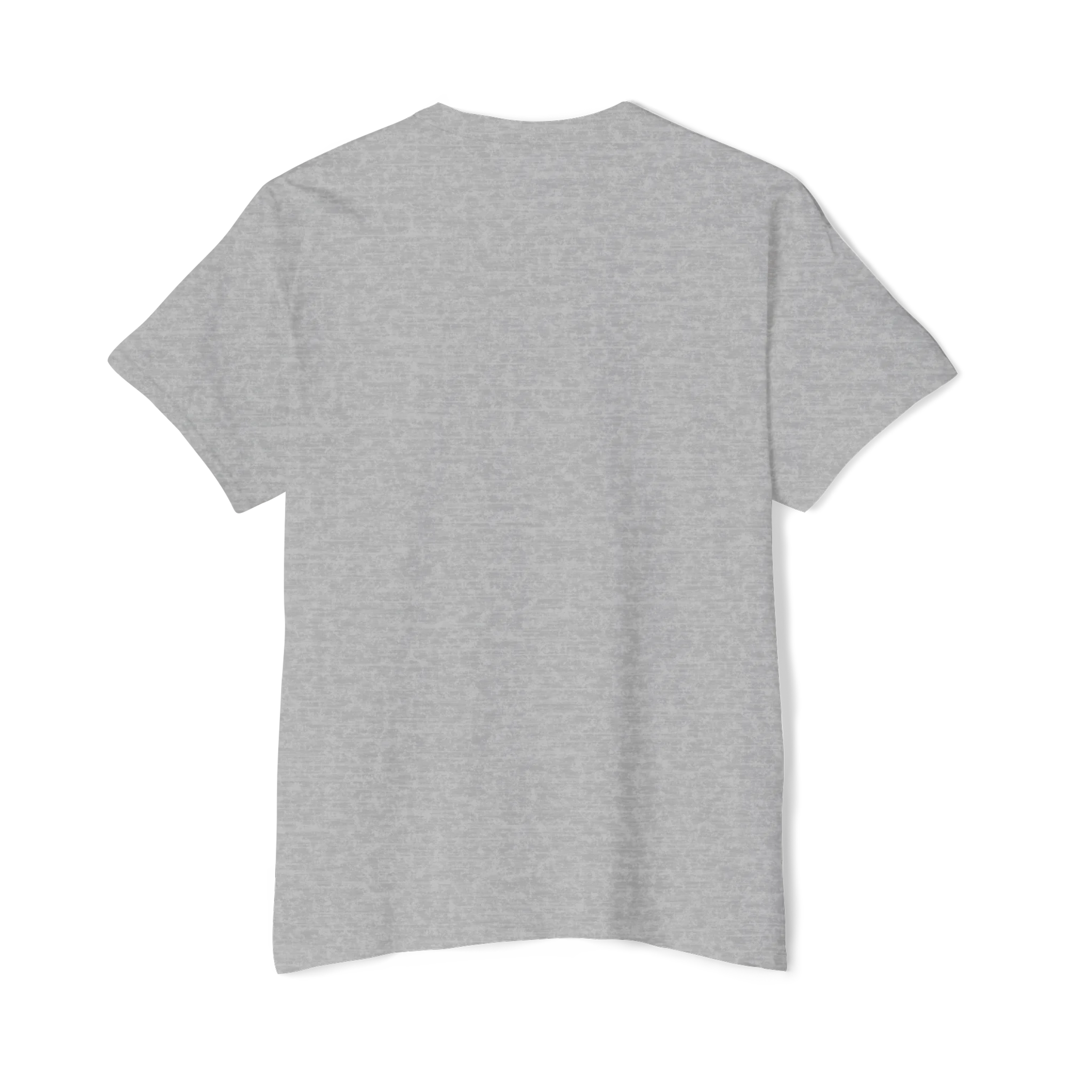 The plain back of a FREEBRD sport grey classic cotton pocket t-shirt.