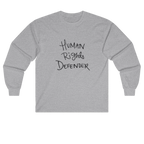 Sport grey Human Rights Defender long sleeve tee, front view.