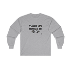 Sport Grey Retro Camera FREEBRD logo long sleeve tee, retro camera lens collage, crew neck, front view.