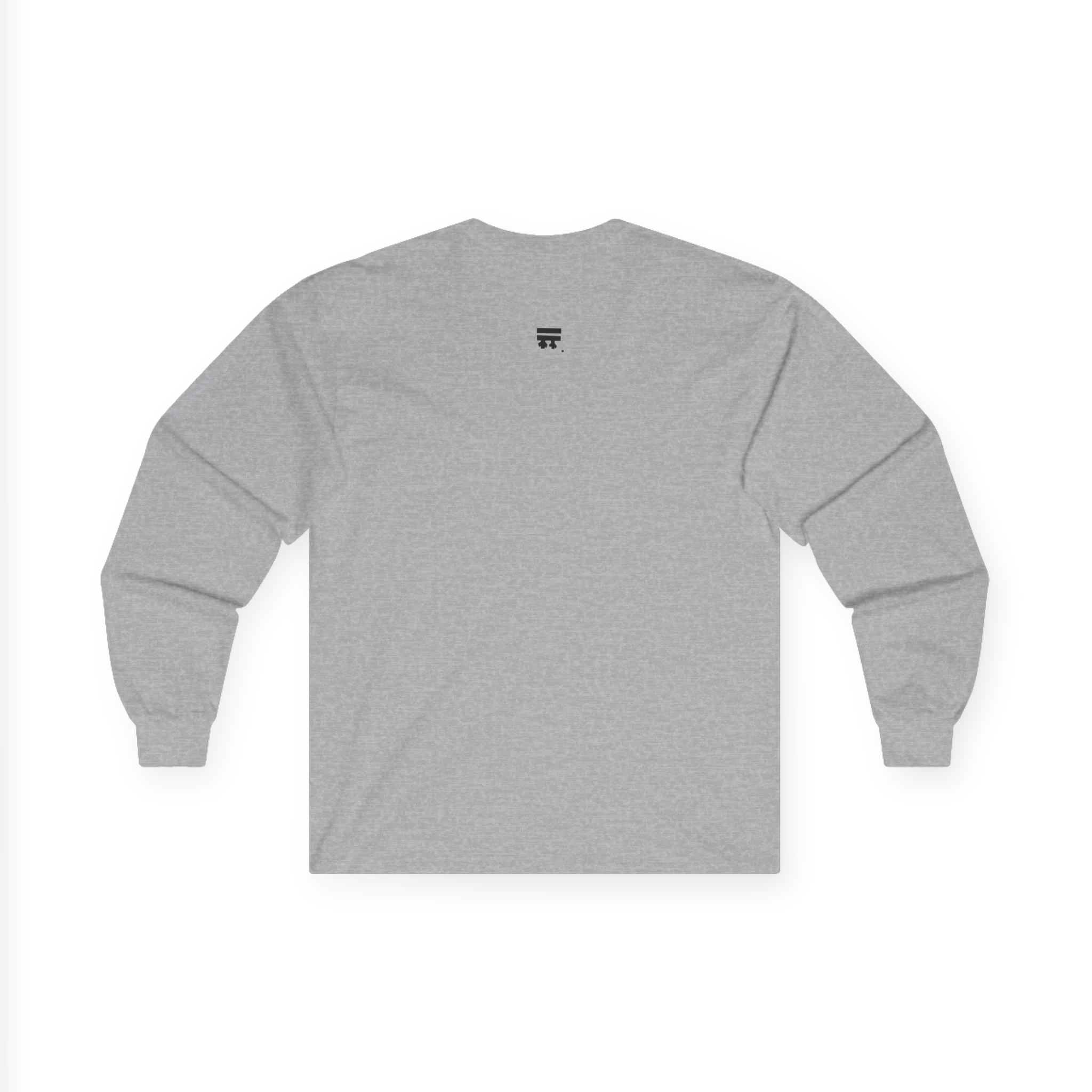 Sport Grey Women's Rights long sleeve tee, handwritten Womens Rights Are Human Rights graphic, crew neck, back view.