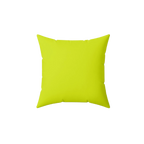 Sporty lime faux suede throw pillow, front view.