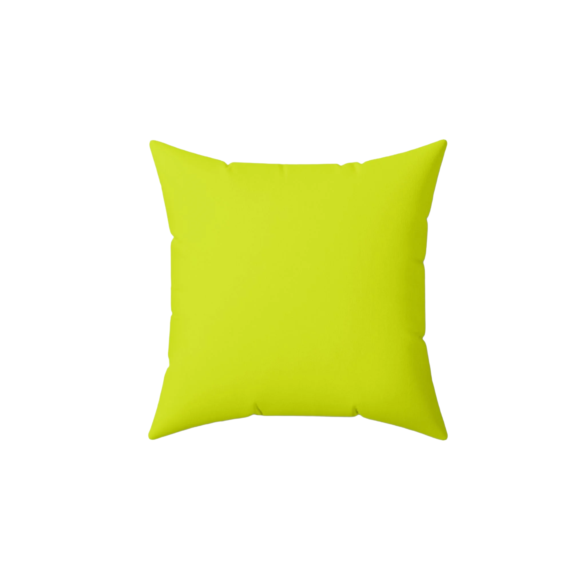 Sporty lime faux suede throw pillow, front view.