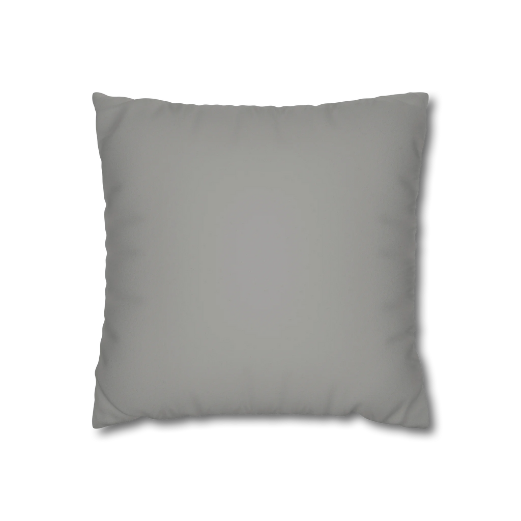 Stardust Grey faux suede pillowcase, back view.