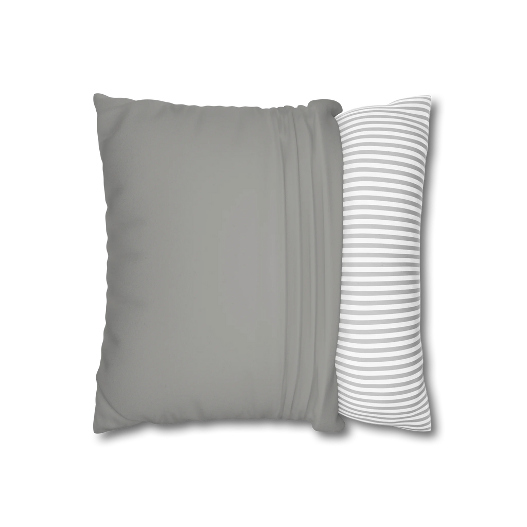 Stardust Grey faux suede pillowcase, open view.