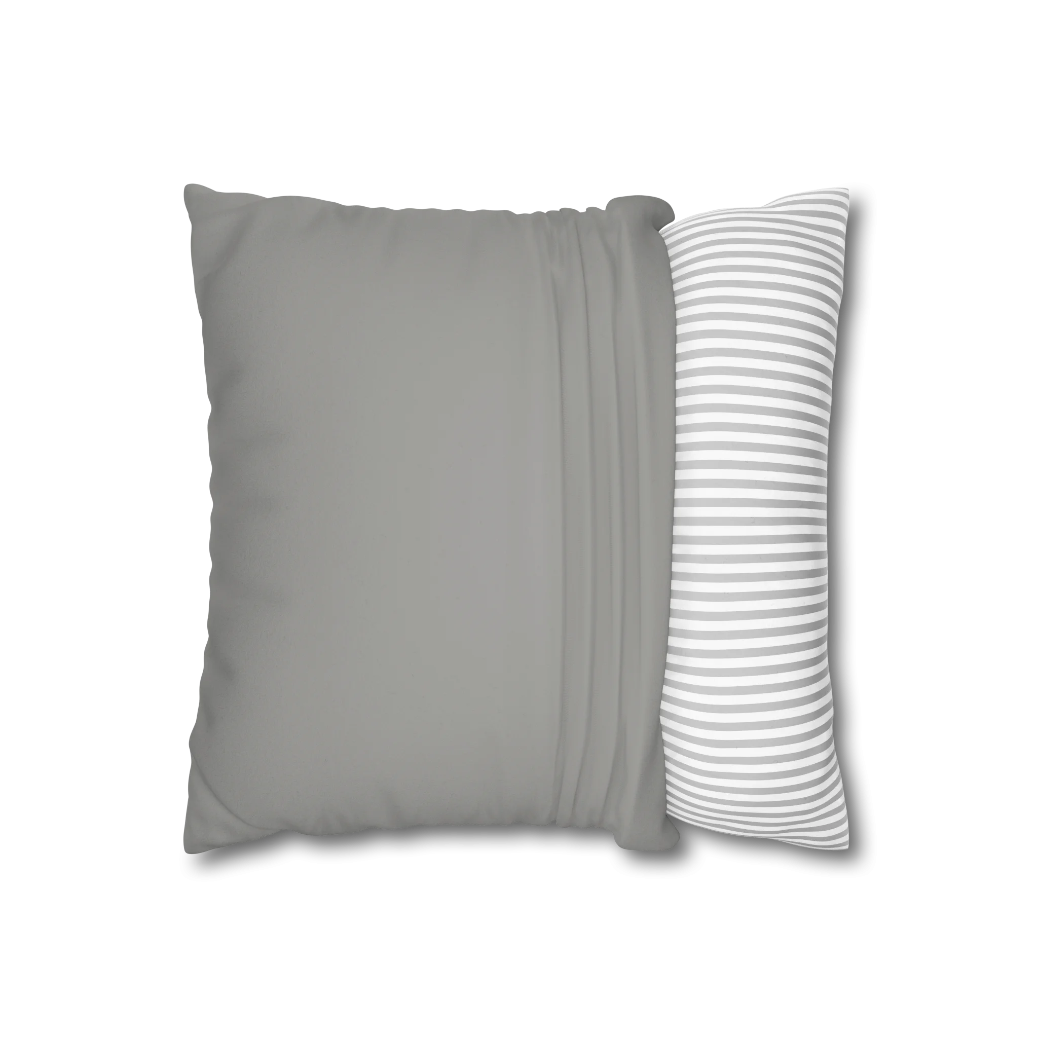 Stardust Grey faux suede pillowcase, open view.