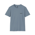 A stone blue perf retro graphic t-shirt featuring a bold 'Perf' graphic on the chest, front view