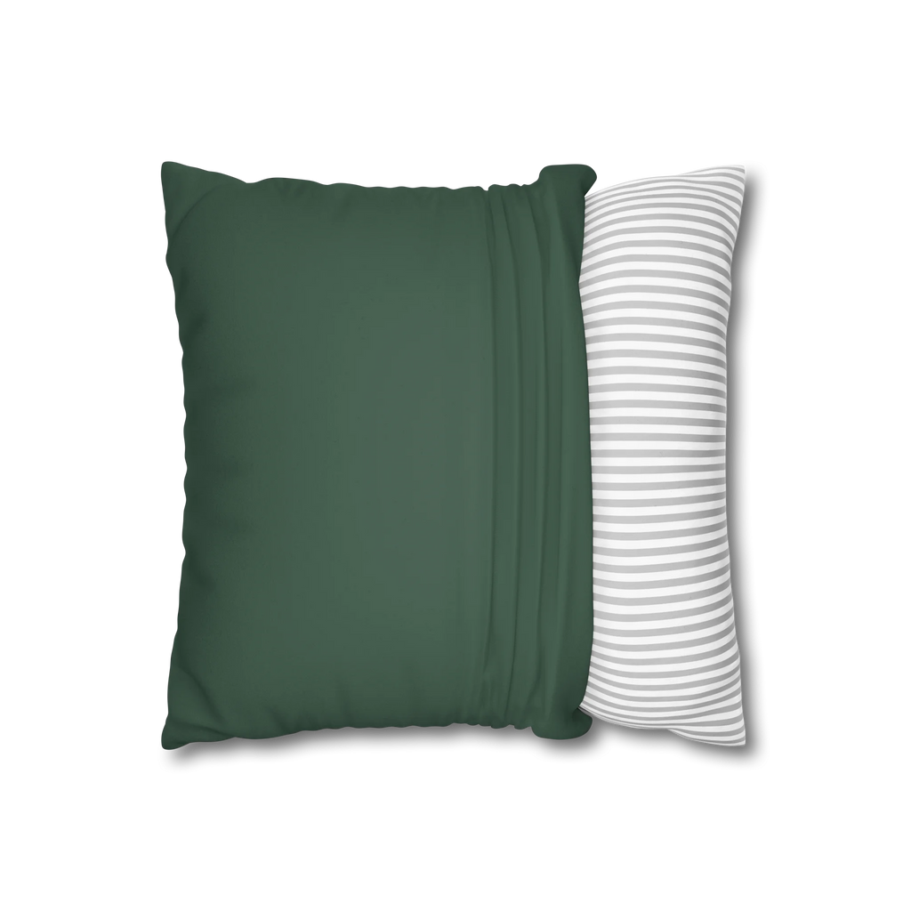 Stromboli Green faux suede pillow case, open view.