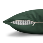 Stromboli Green faux suede pillow case, zipper view.
