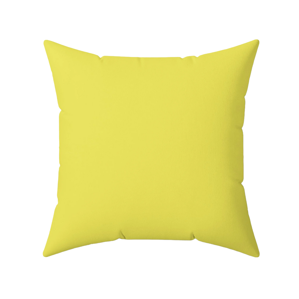 Sunshine yellow faux suede pillow, front view.