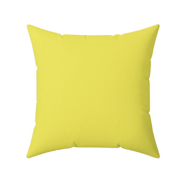 Sunshine yellow faux suede pillow, front view.