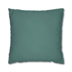 Teal Grey square canvas pillow cover, back view.