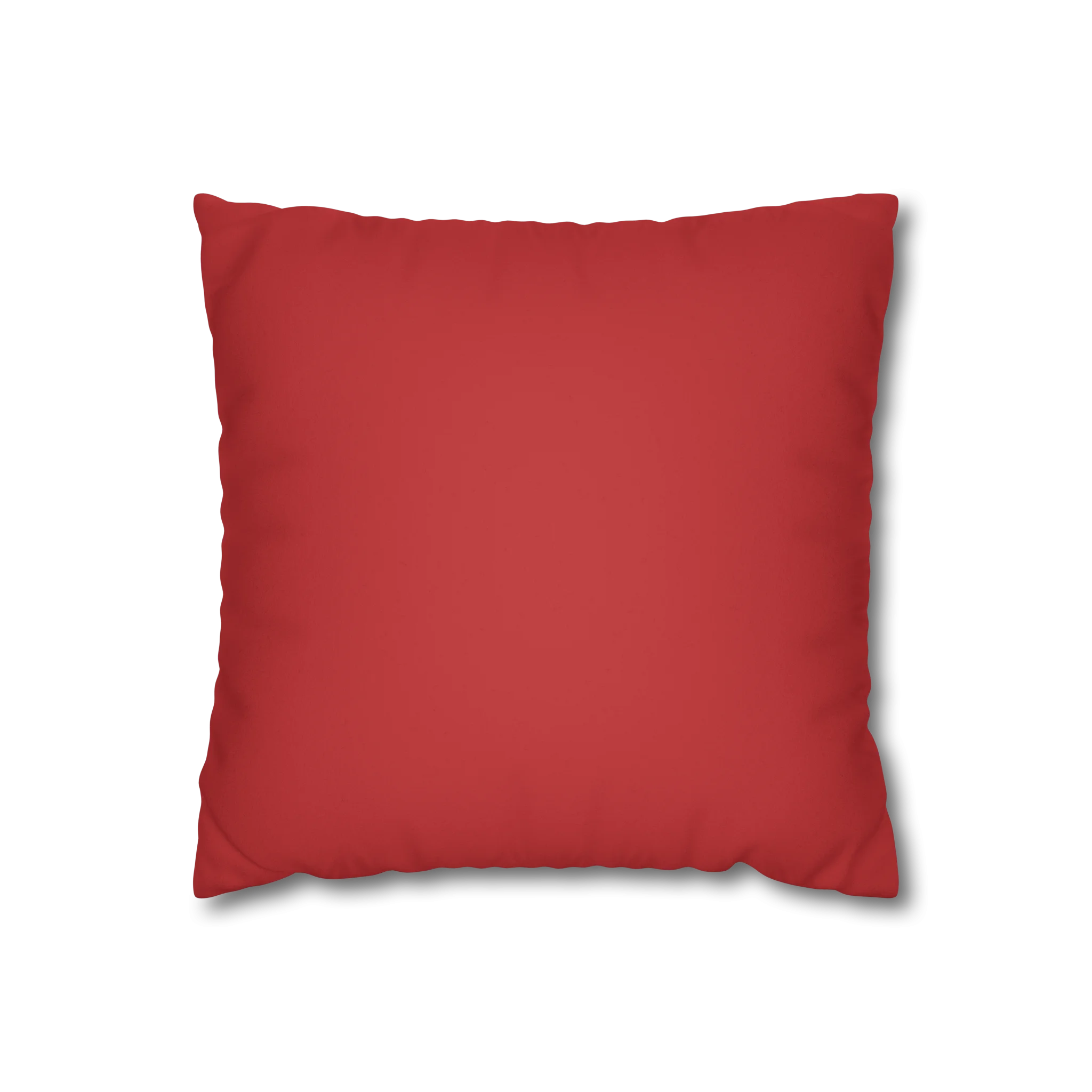 Traditional Red faux suede pillow case, front view.