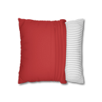 Traditional Red faux suede pillowcase, open view.