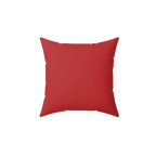 Traditional red faux suede throw pillow, front view.