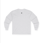 The back of the ash grey Trans Pride Long Sleeve Tee showing a clean plain back with a small black FREEBRD logo at the upper center.