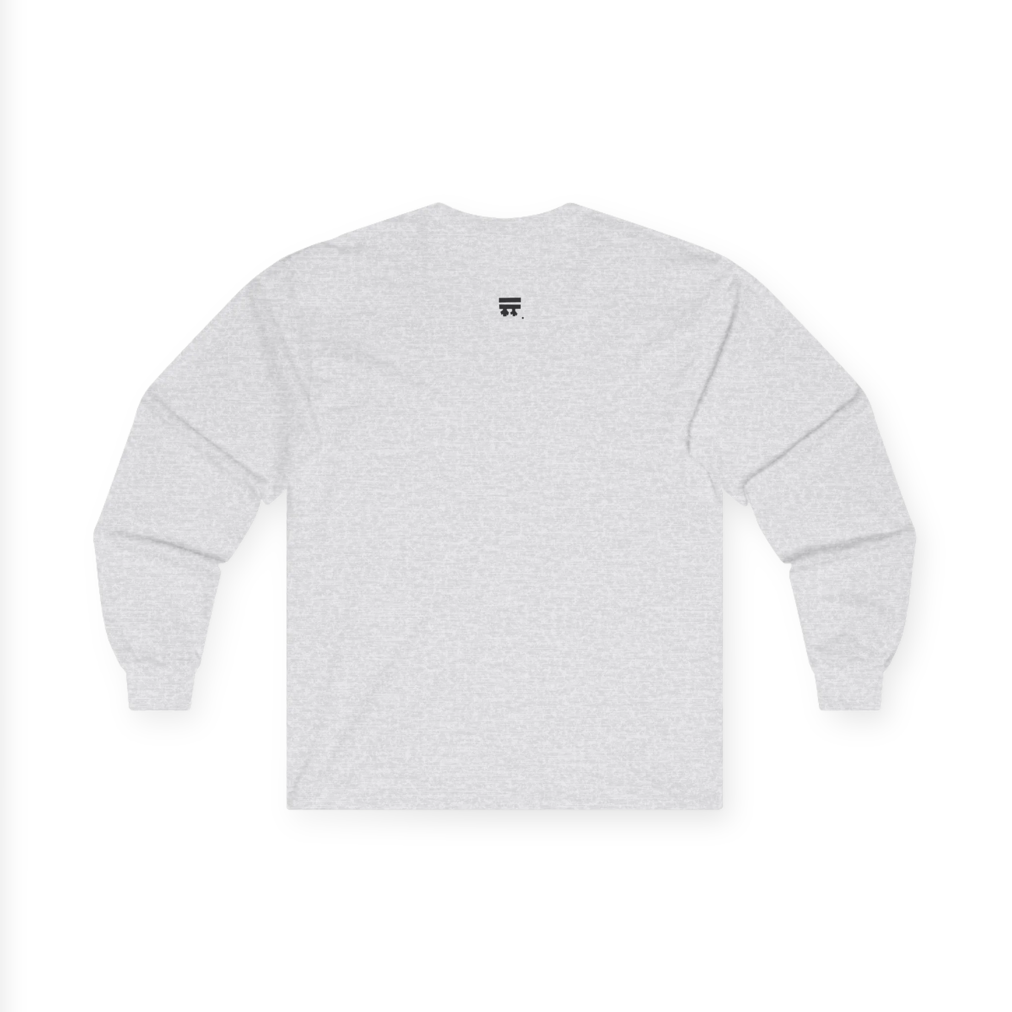The back of the ash grey Trans Pride Long Sleeve Tee showing a clean plain back with a small black FREEBRD logo at the upper center.