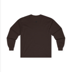 The back of the dark chocolate Trans Pride Long Sleeve Tee showing a clean plain back with a small black FREEBRD logo at the upper center.