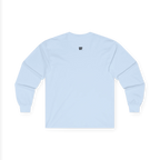 The back of the light blue Trans Pride Long Sleeve Tee showing a clean plain back with a small black FREEBRD logo at the upper center.