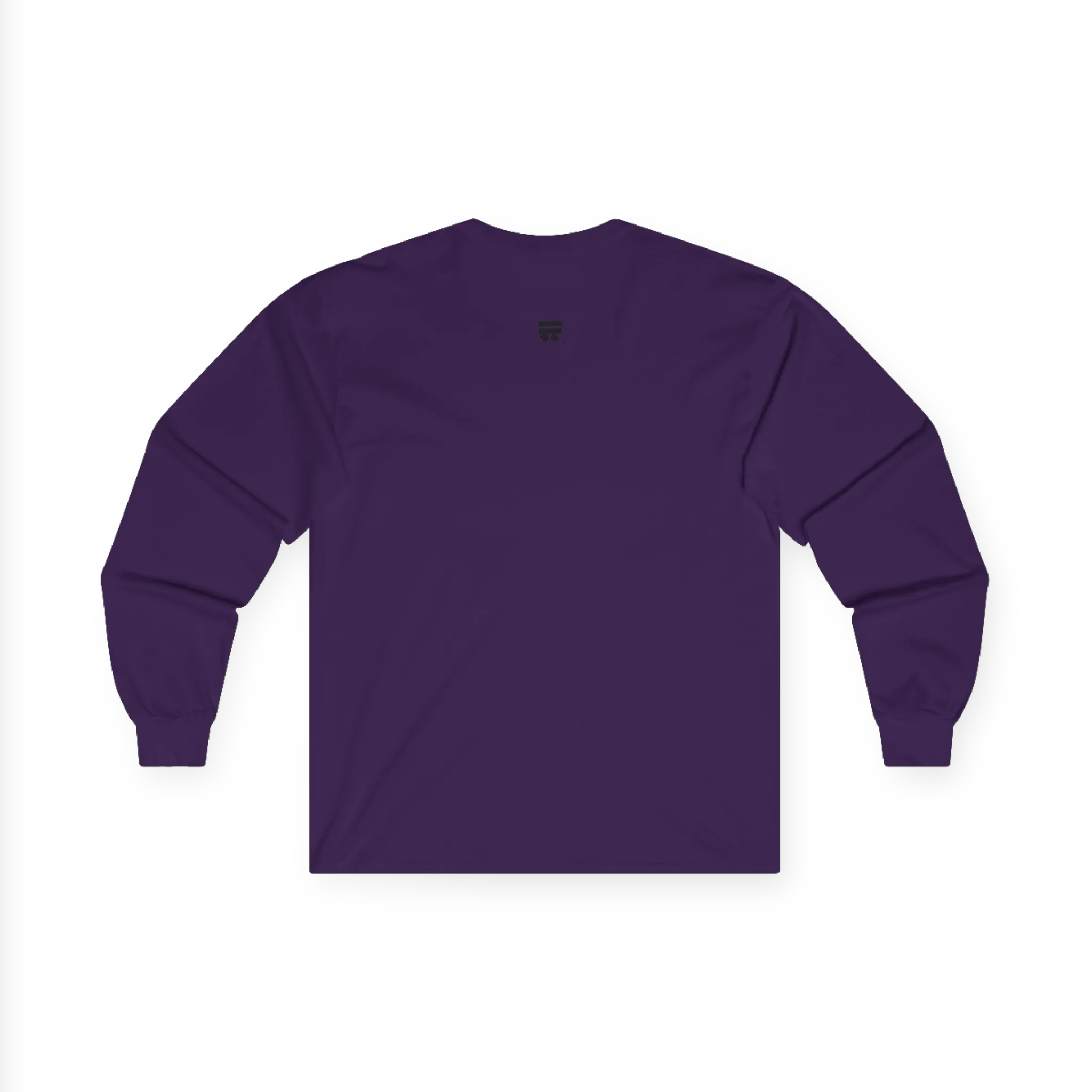The back of the purple Trans Pride Long Sleeve Tee showing a clean plain back with a small black FREEBRD logo at the upper center.