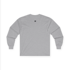The back of the sport grey Trans Pride Long Sleeve Tee showing a clean plain back with a small black FREEBRD logo at the upper center.