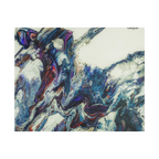 A front preview of the "Afrostar" Freebrd abstract artwork painting on a 30x24 canvas with a 1.5 inch thickness that shows swirling wavy color hues like navy, rugged blue, ivory, off white, traditional red, purples and gold.